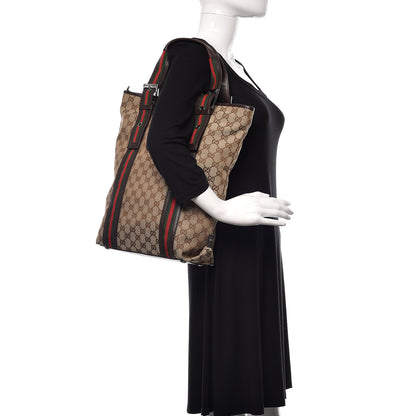 Gucci GG Monogram Medium Web Handle Vertical Tote Bag Dark Brown 2 of 10