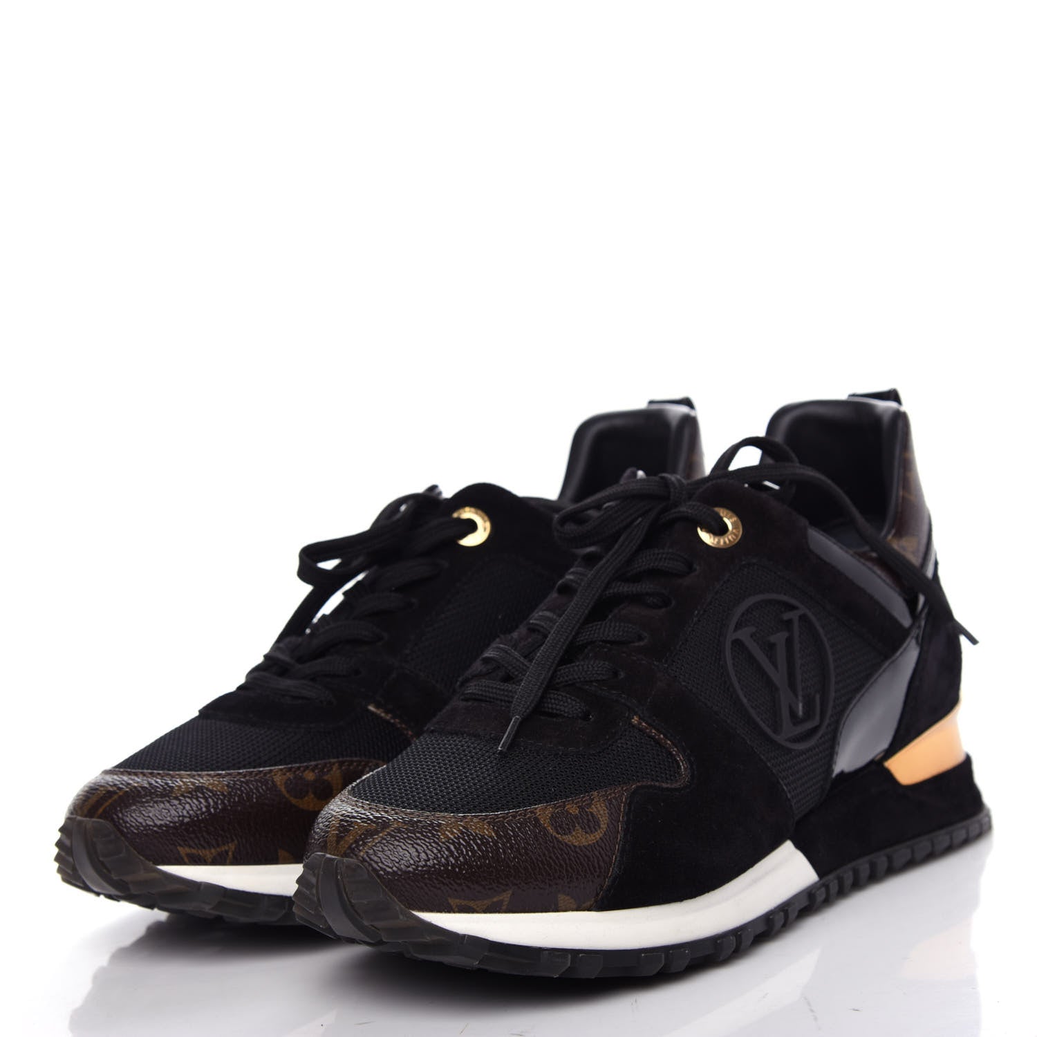 Louis Vuitton Suede Monogram Run Away Sneakers 37.5 Black 3 of 10