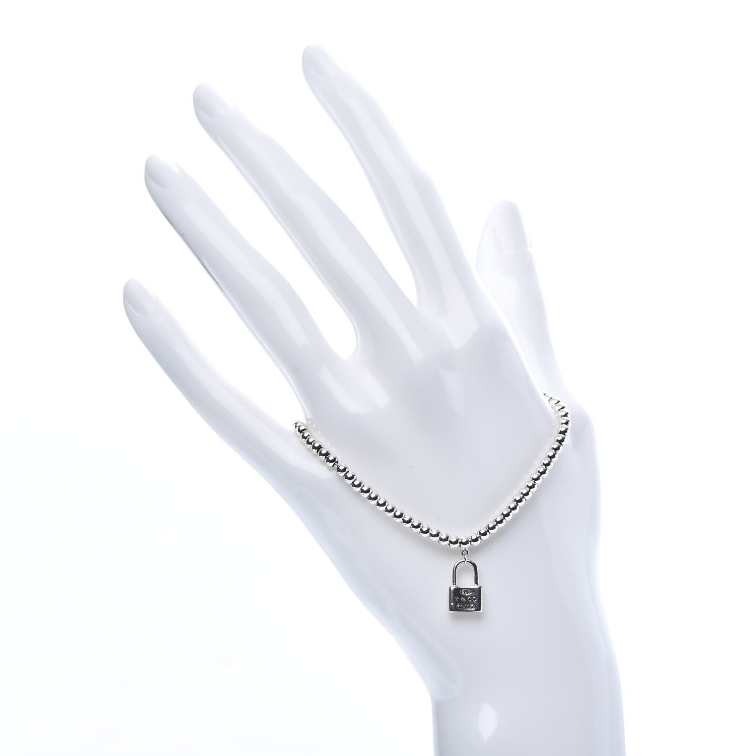 Tiffany Sterling Silver 1837 Lock Charm Bead Bracelet 2 of 6