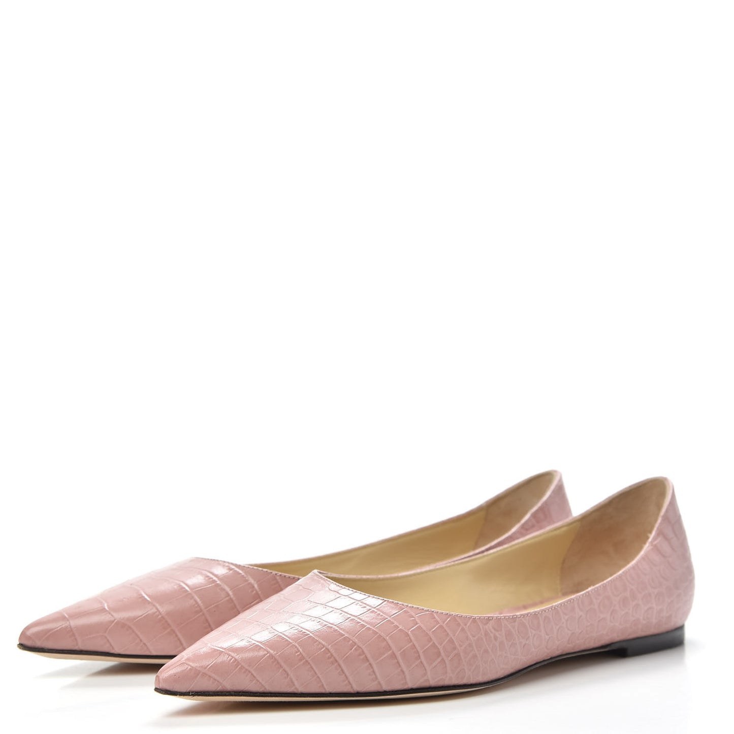 Crocodile Embossed Calfskin Love Flat 37.5 Blush