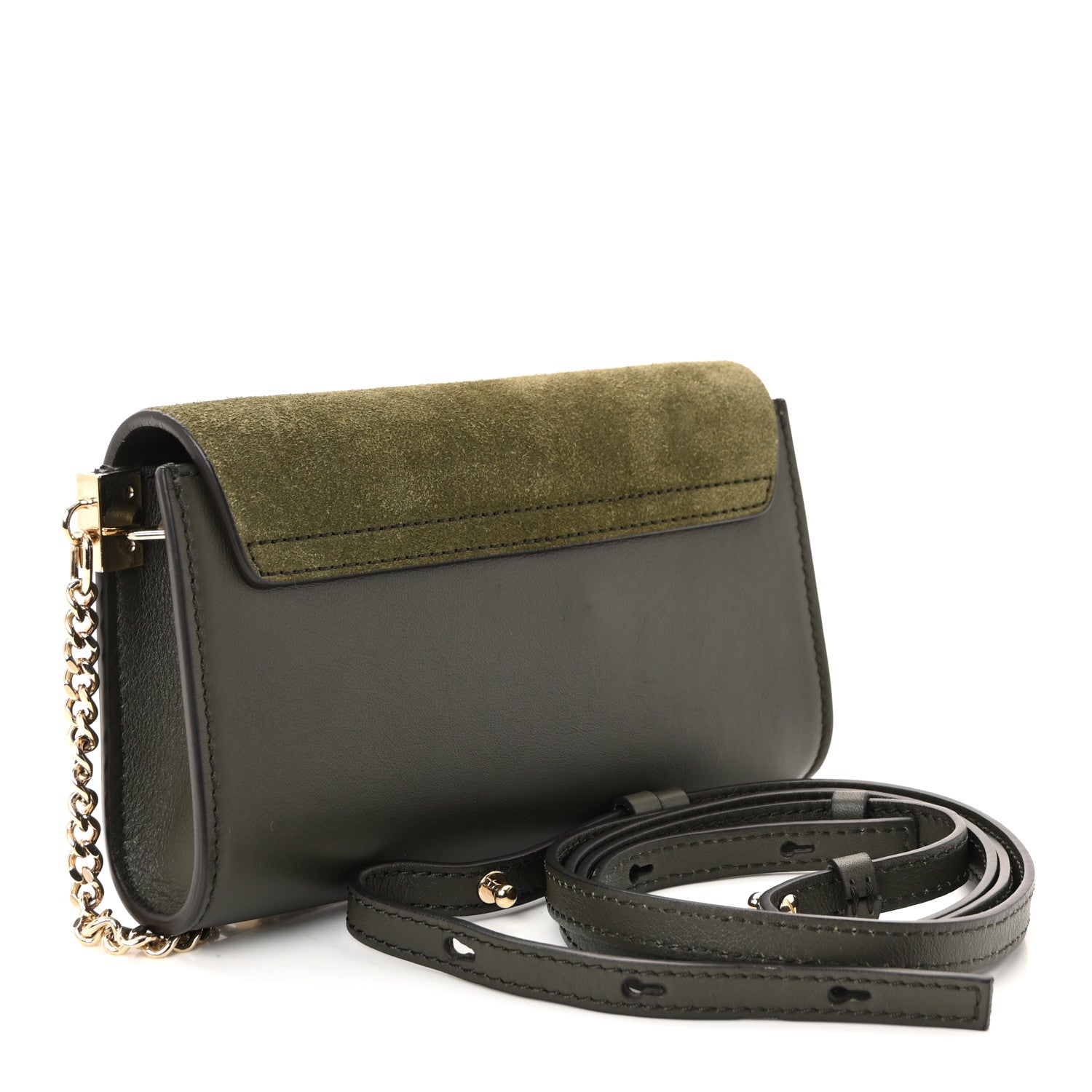 Chloe Suede Calfskin Mini Faye Shoulder Bag Deep Forest 3 of 10