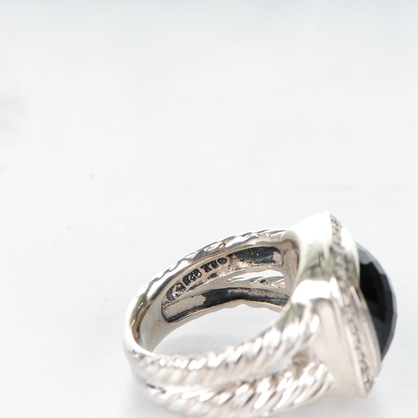 Sterling Silver Diamond Black Onyx 11mm Albion Ring 50 5.25