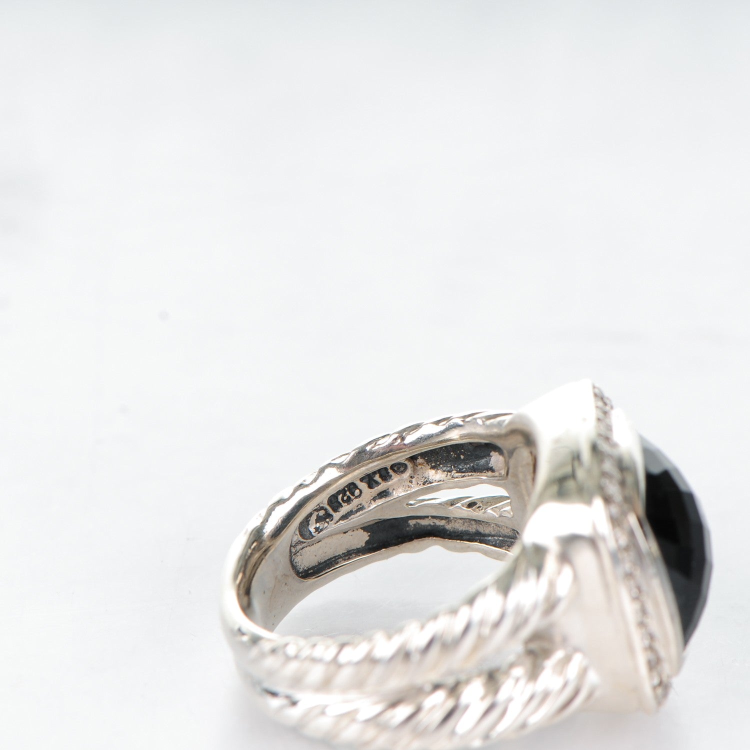 David Yurman Sterling Silver Diamond Black Onyx 11mm Albion Ring 50 5.25 4 of 4