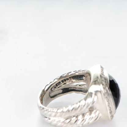 David Yurman Sterling Silver Diamond Black Onyx 11mm Albion Ring 50 5.25 4 of 4