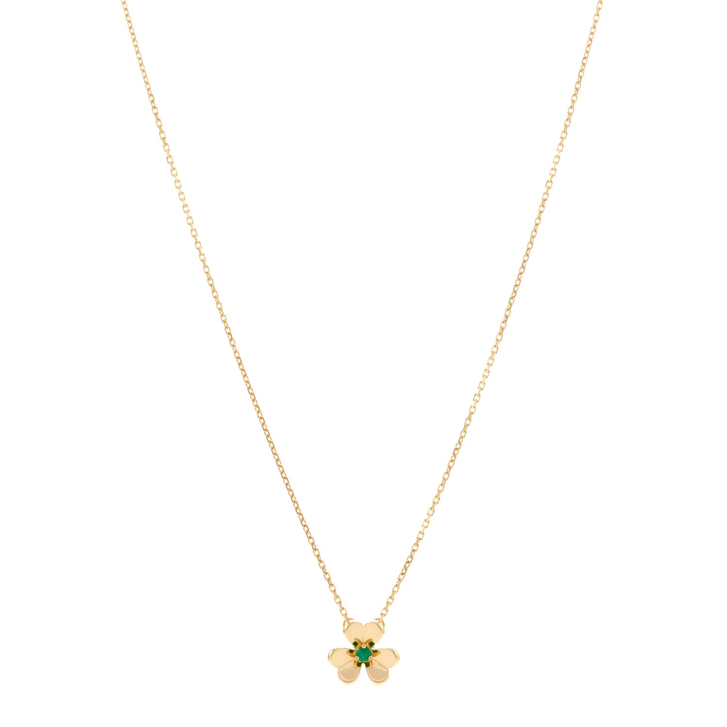 Van Cleef & Arpels 18K Yellow Gold Emerald Mini Frivole Pendant Necklace 1 of 5