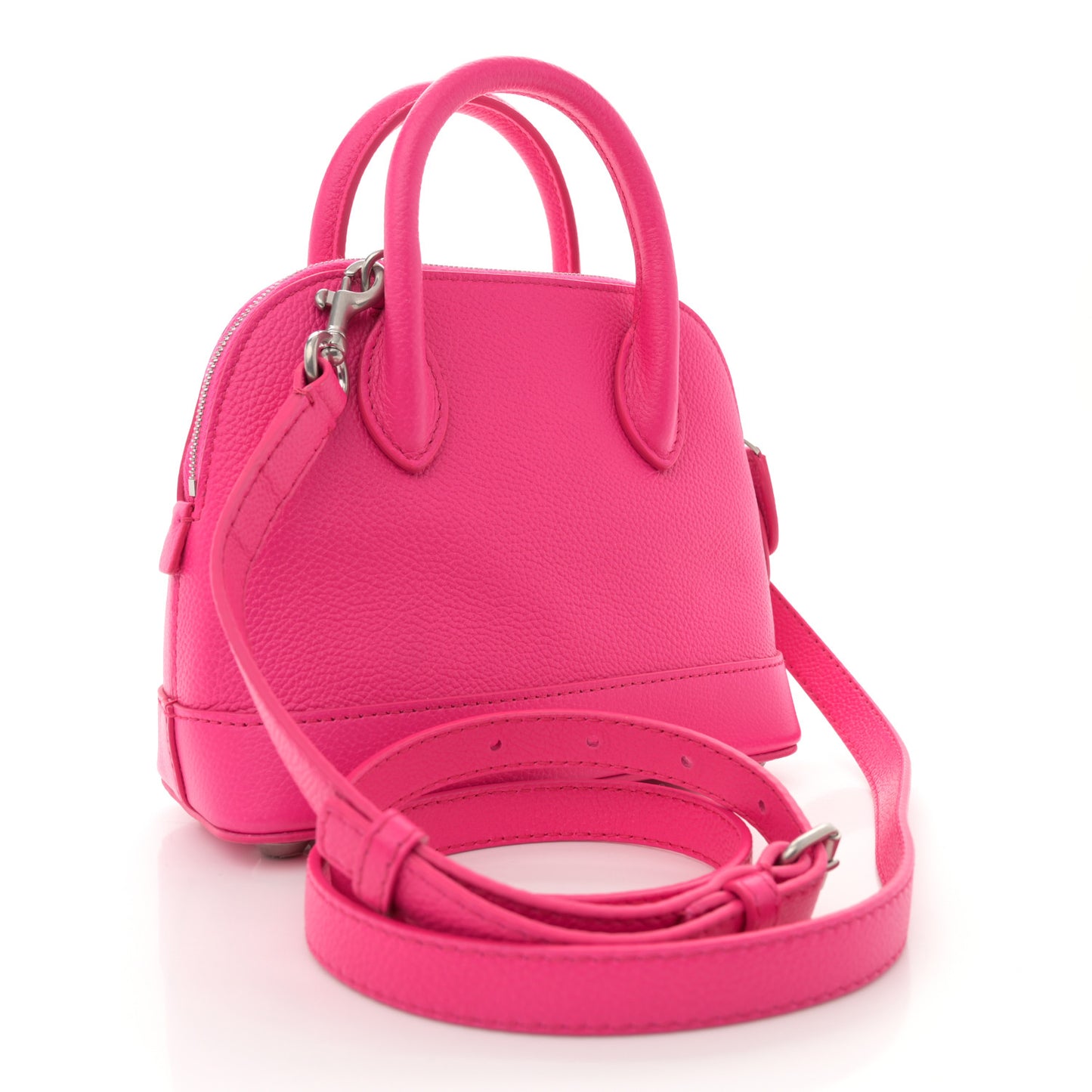 Signature Grained Calfskin Logo XXS Ville Top Handle Bag Fuchsia
