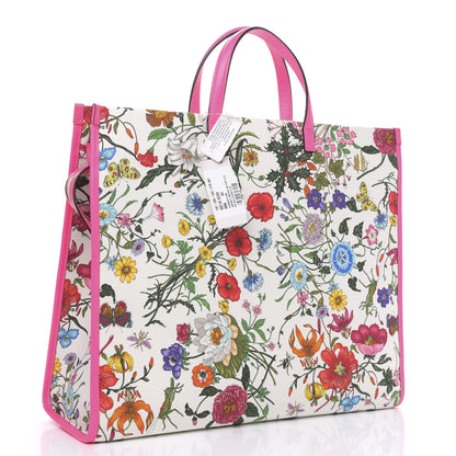Gucci Canvas Large Flora Tote Pink Multicolor Fuchsia 3 of 10