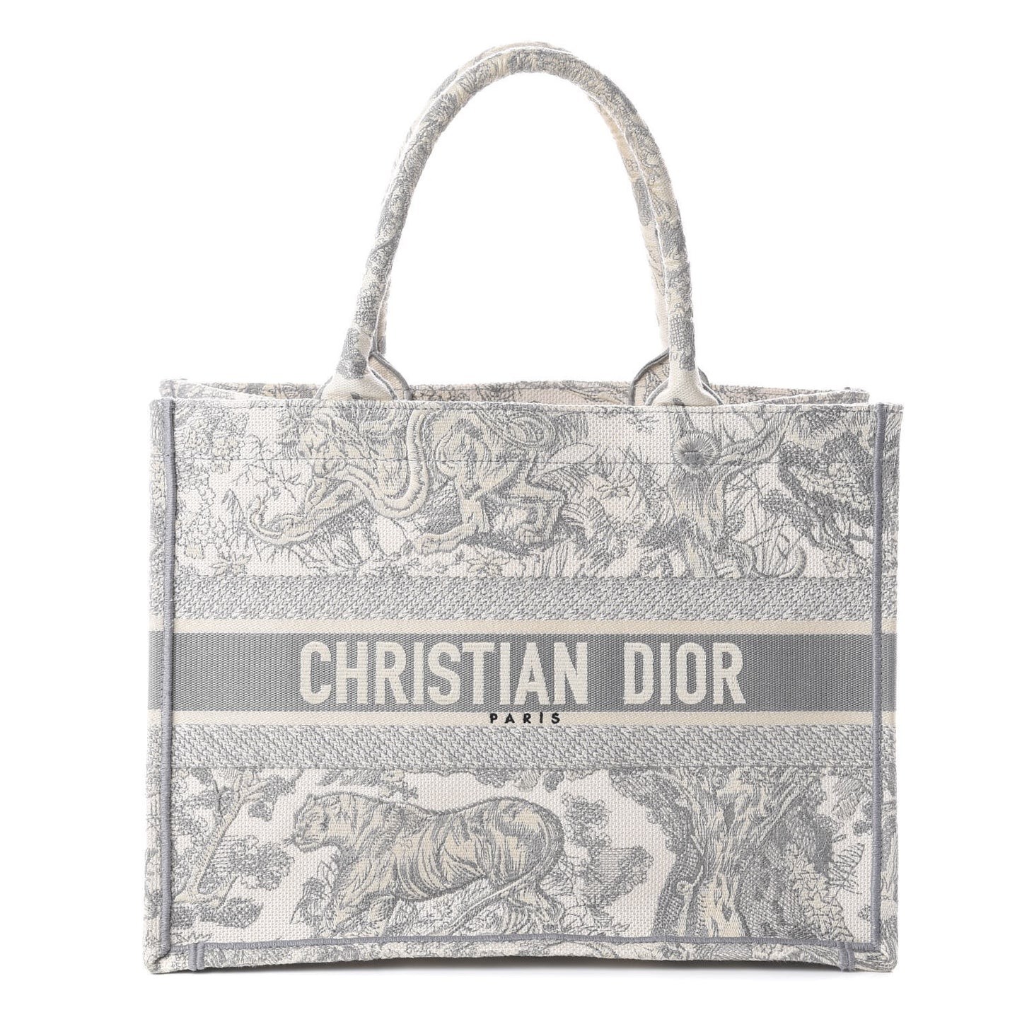 Canvas Embroidered Medium Dioriviera Toile De Jouy Book Tote Gray