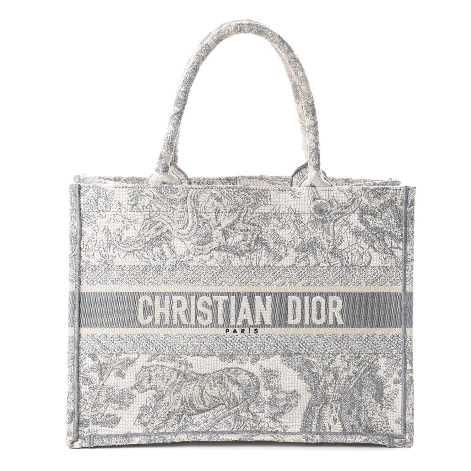 Christian Dior Canvas Embroidered Medium Dioriviera Toile De Jouy Book Tote Gray 1 of 8