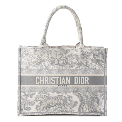 Christian Dior Canvas Embroidered Medium Dioriviera Toile De Jouy Book Tote Gray 1 of 8