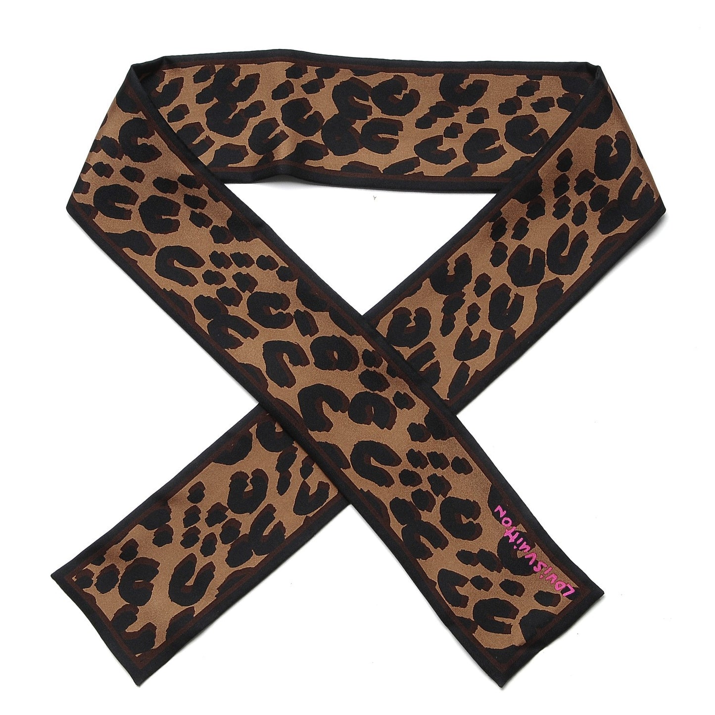 Silk Leopard Bandeau Scarf Marron