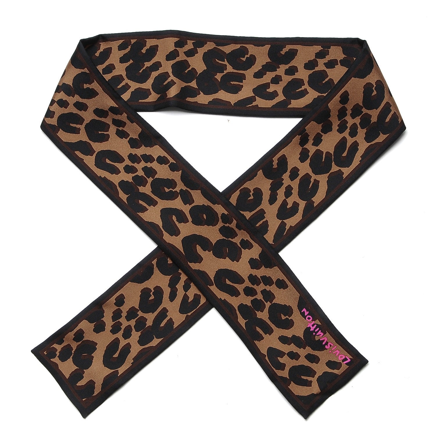 Louis Vuitton Silk Leopard Bandeau Scarf Marron 1 of 5