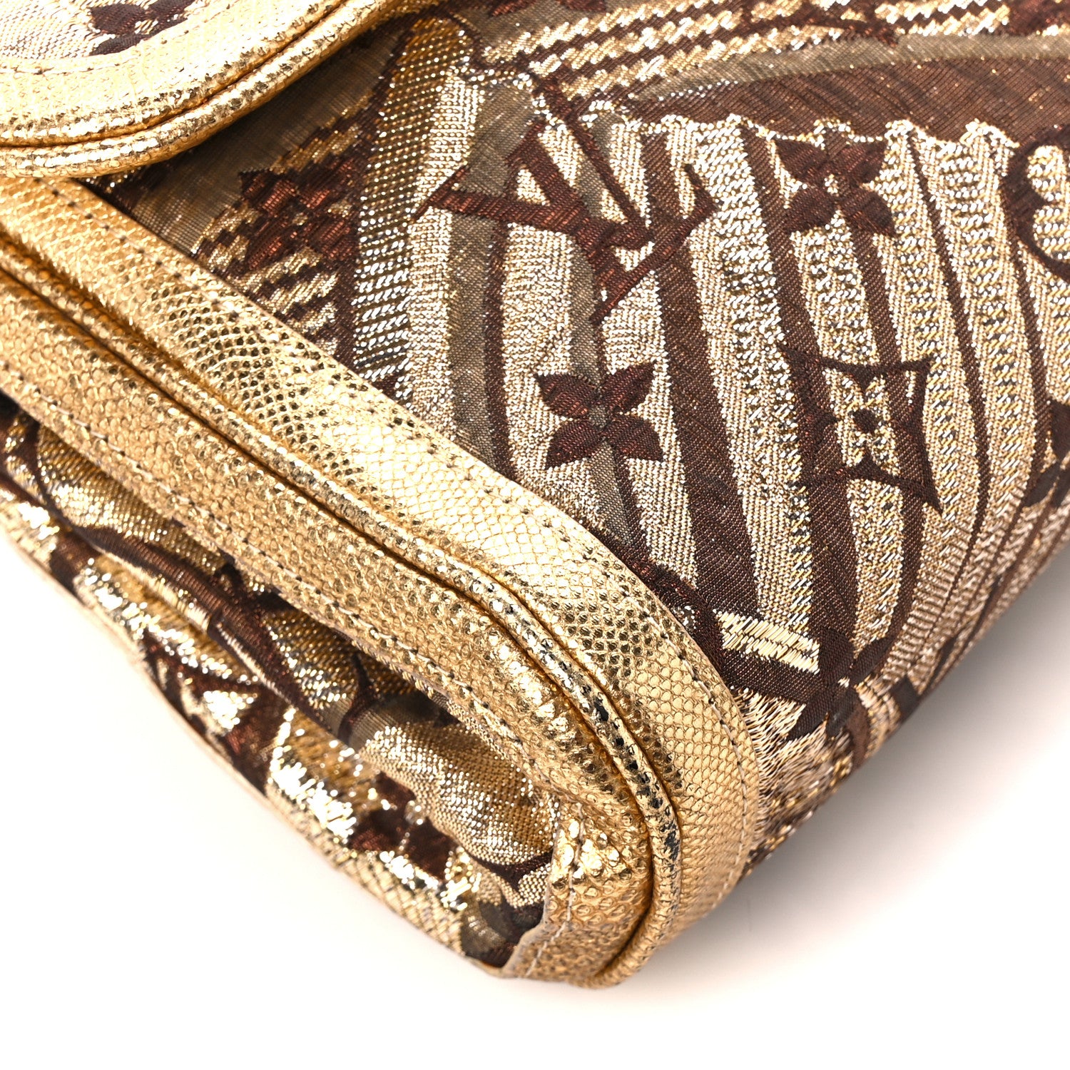 Louis Vuitton Monogram Brocade Thalie Clutch Gold 8 of 10
