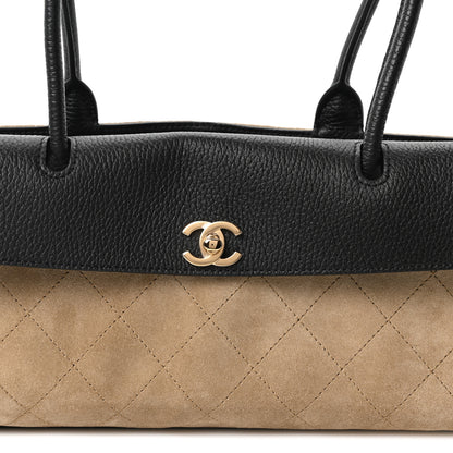 Chanel Grained Calfskin Suede Urban Essentials Small Shopping Bag Dark Beige Black 8 of 11