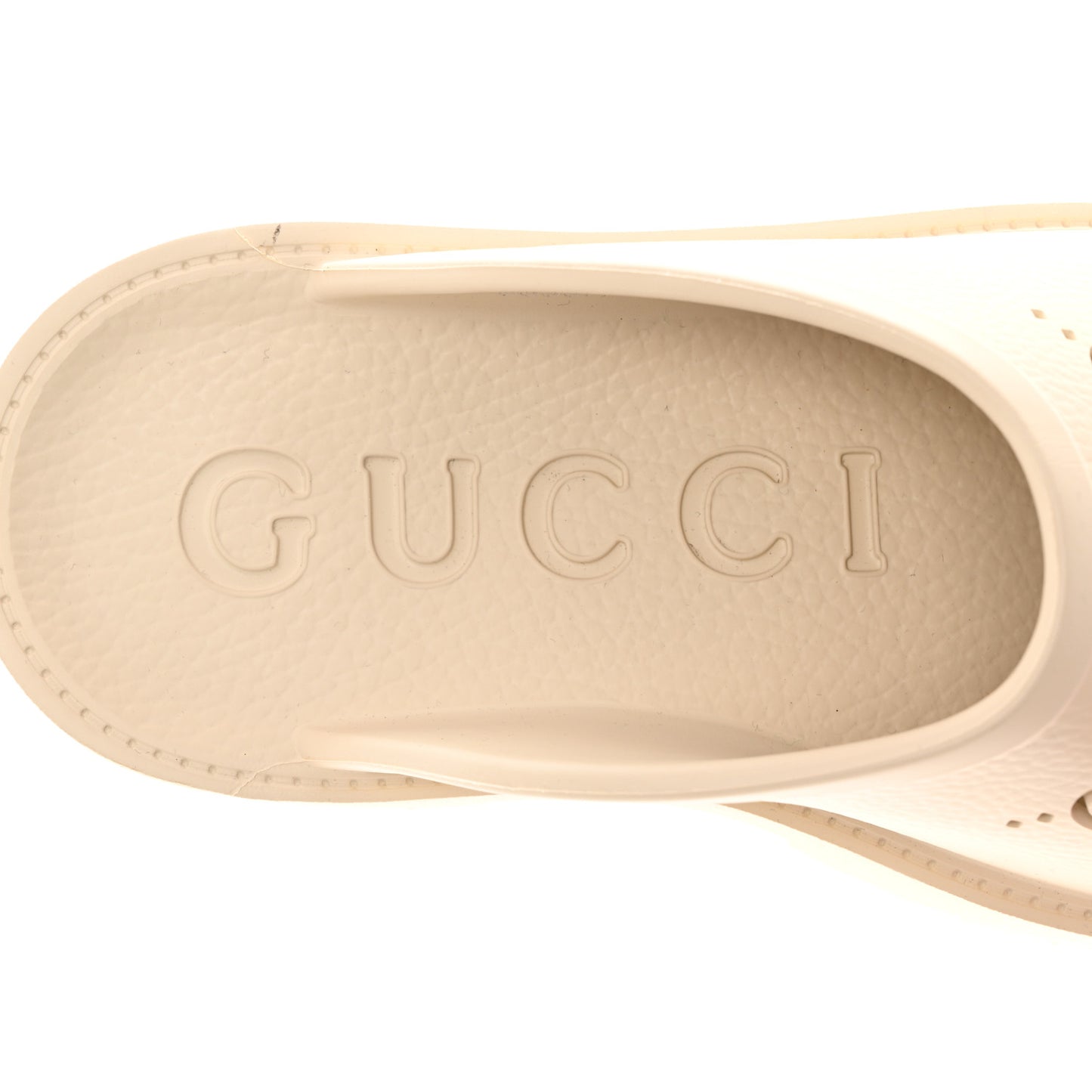 Rubber GG Monogram Perforated Elea Platform 55mm Lug Sole Sandals 38 Mystic White