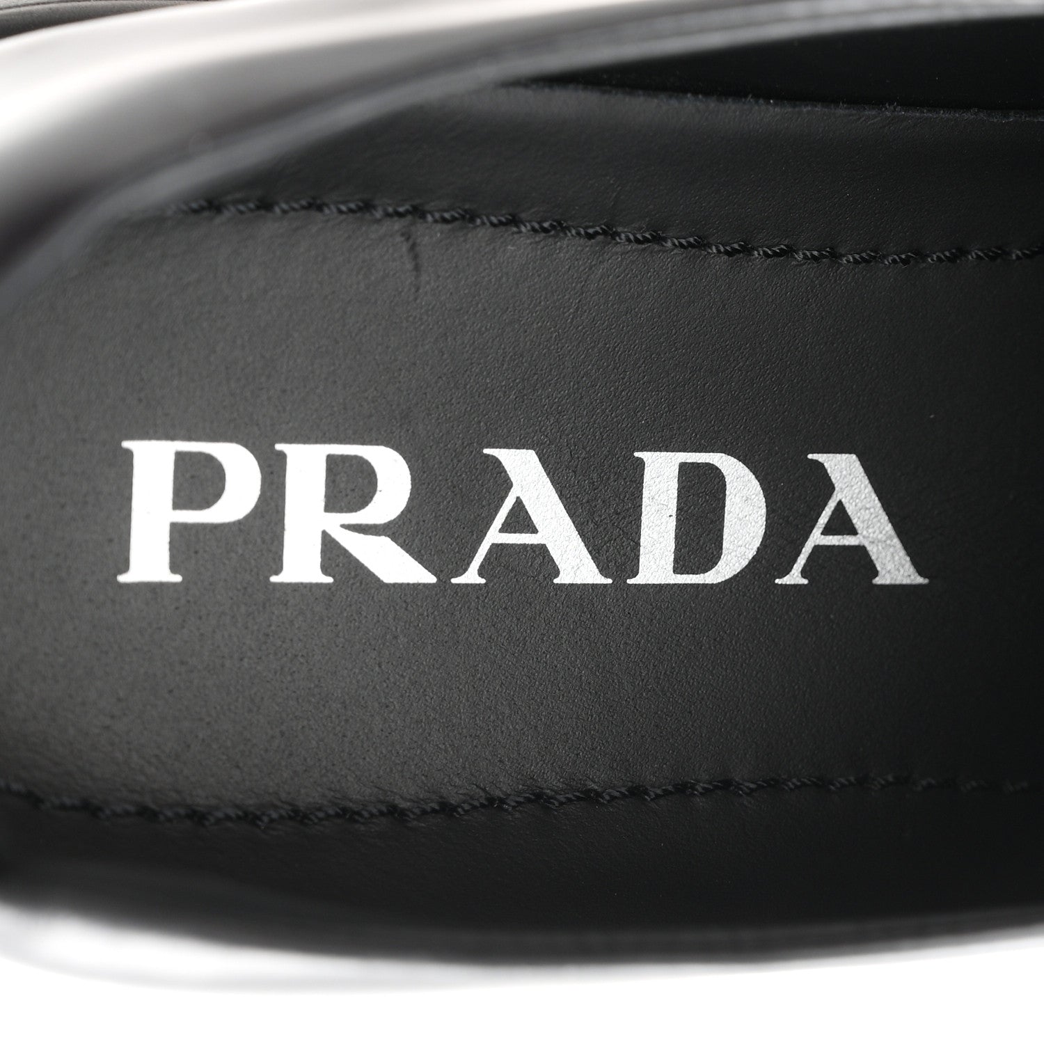Prada Spazzolato Rois Metal Triangle Logo Monolith 55mm Loafers 37 Black 8 of 9