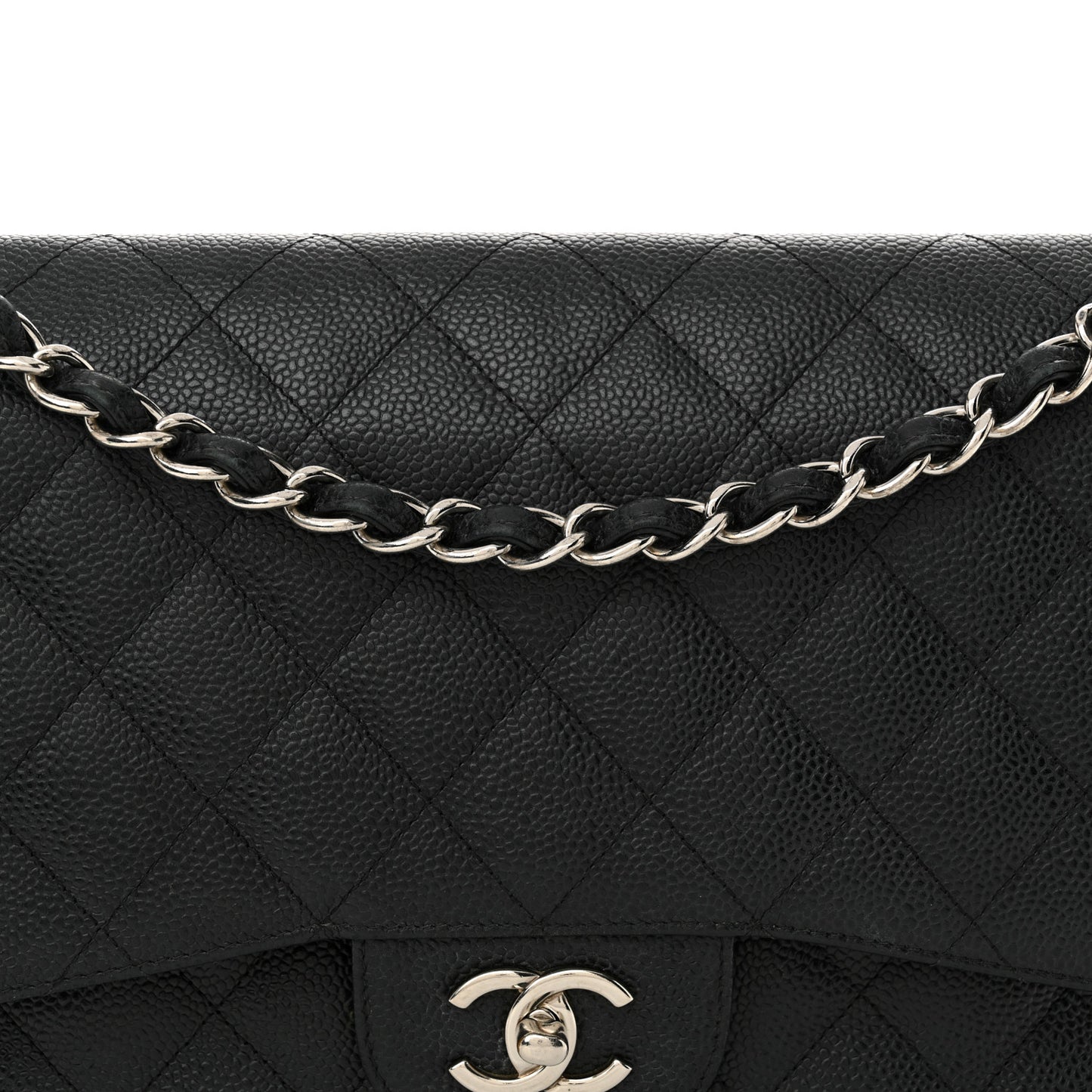 Caviar Quilted Jumbo Double Flap Black