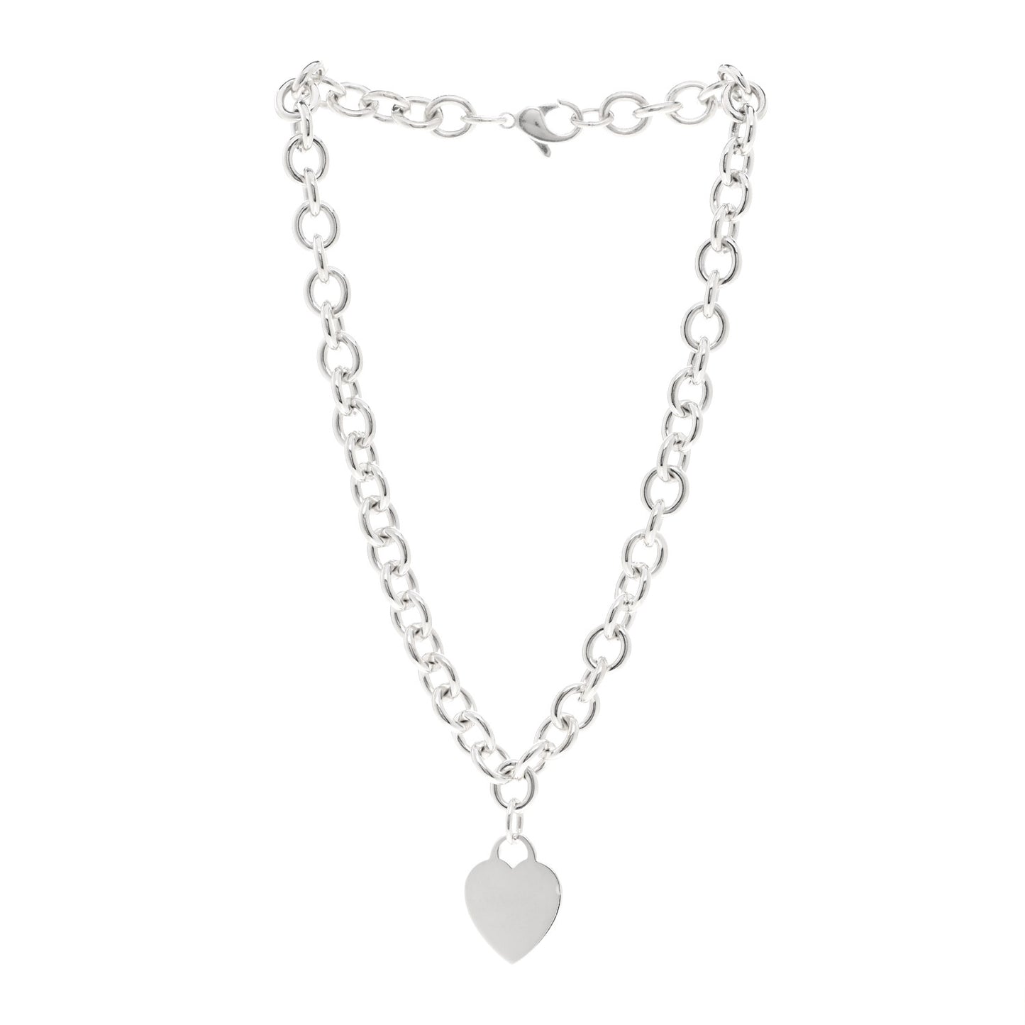 Sterling Silver Heart Tag Pendant Necklace