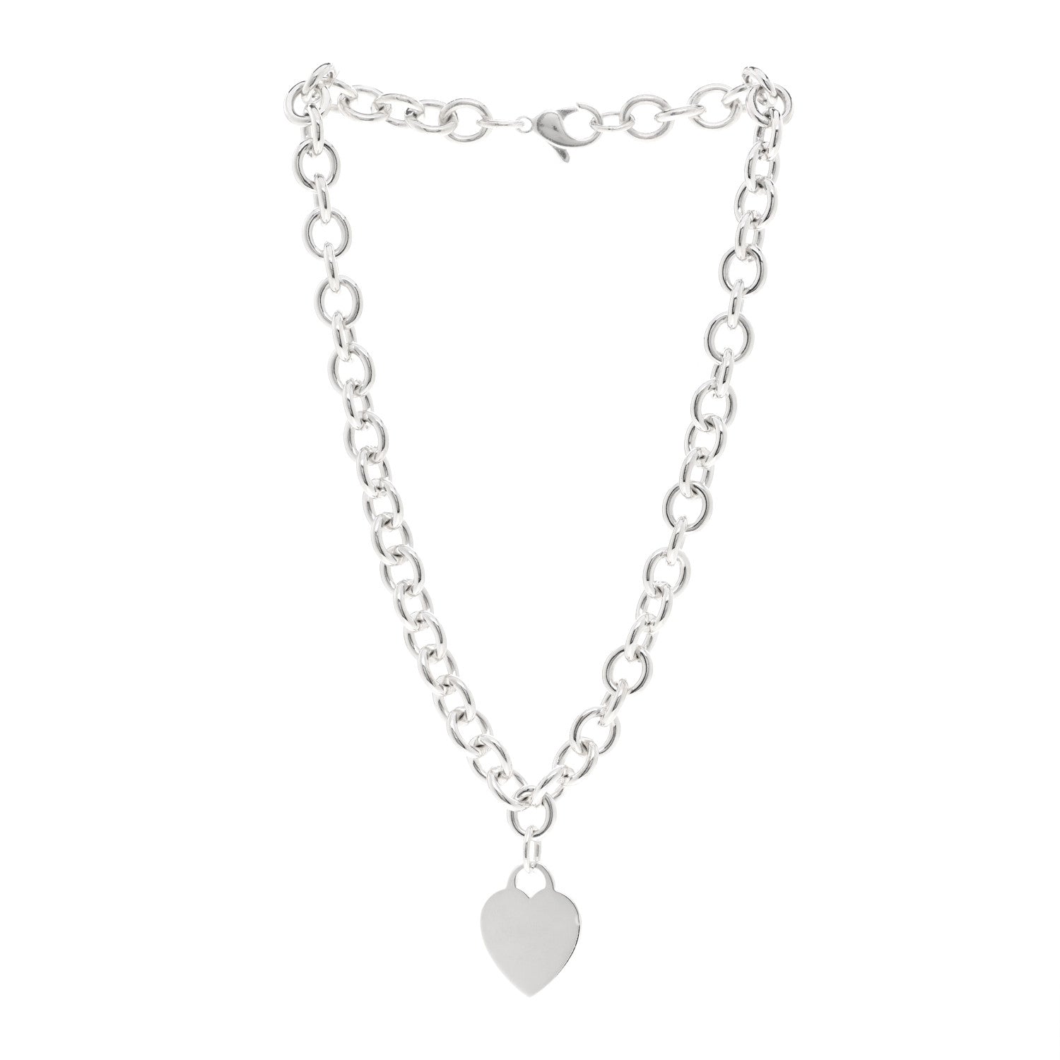 Tiffany Sterling Silver Heart Tag Pendant Necklace 3 of 5