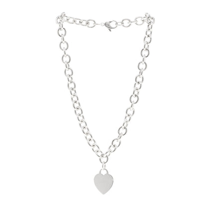 Tiffany Sterling Silver Heart Tag Pendant Necklace 3 of 5