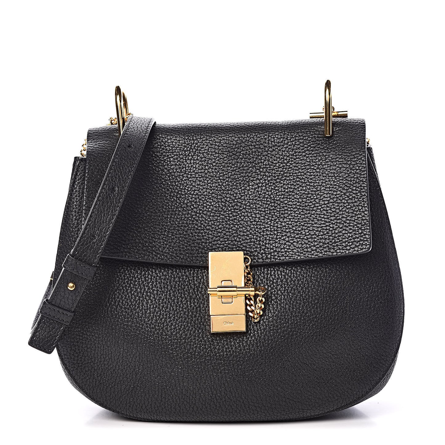 Grained Lambskin Large Drew Shoulder Bag Black