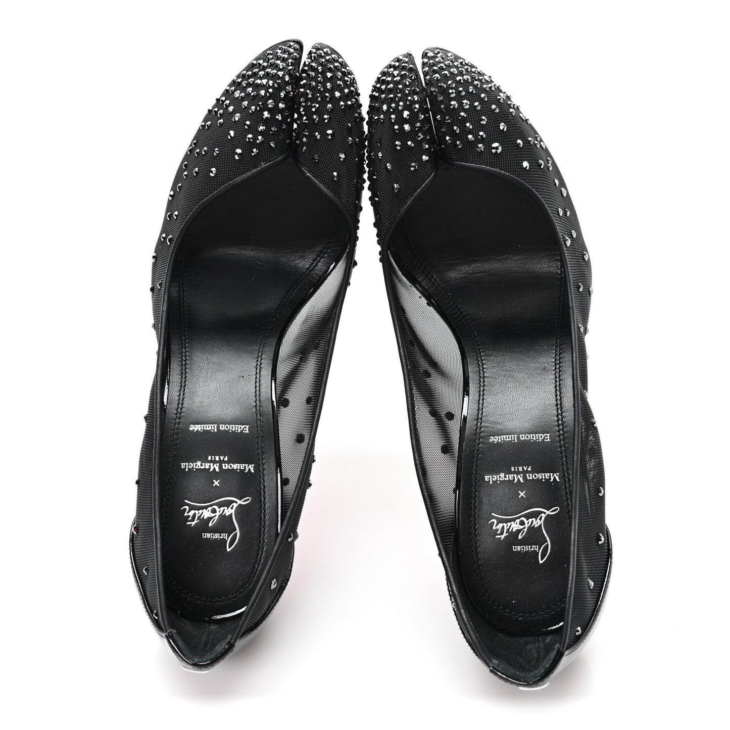 X MAISON MARGIELA Rete Glitter Specchio Bridiela Una Strass Tabi Pumps 39.5 Black