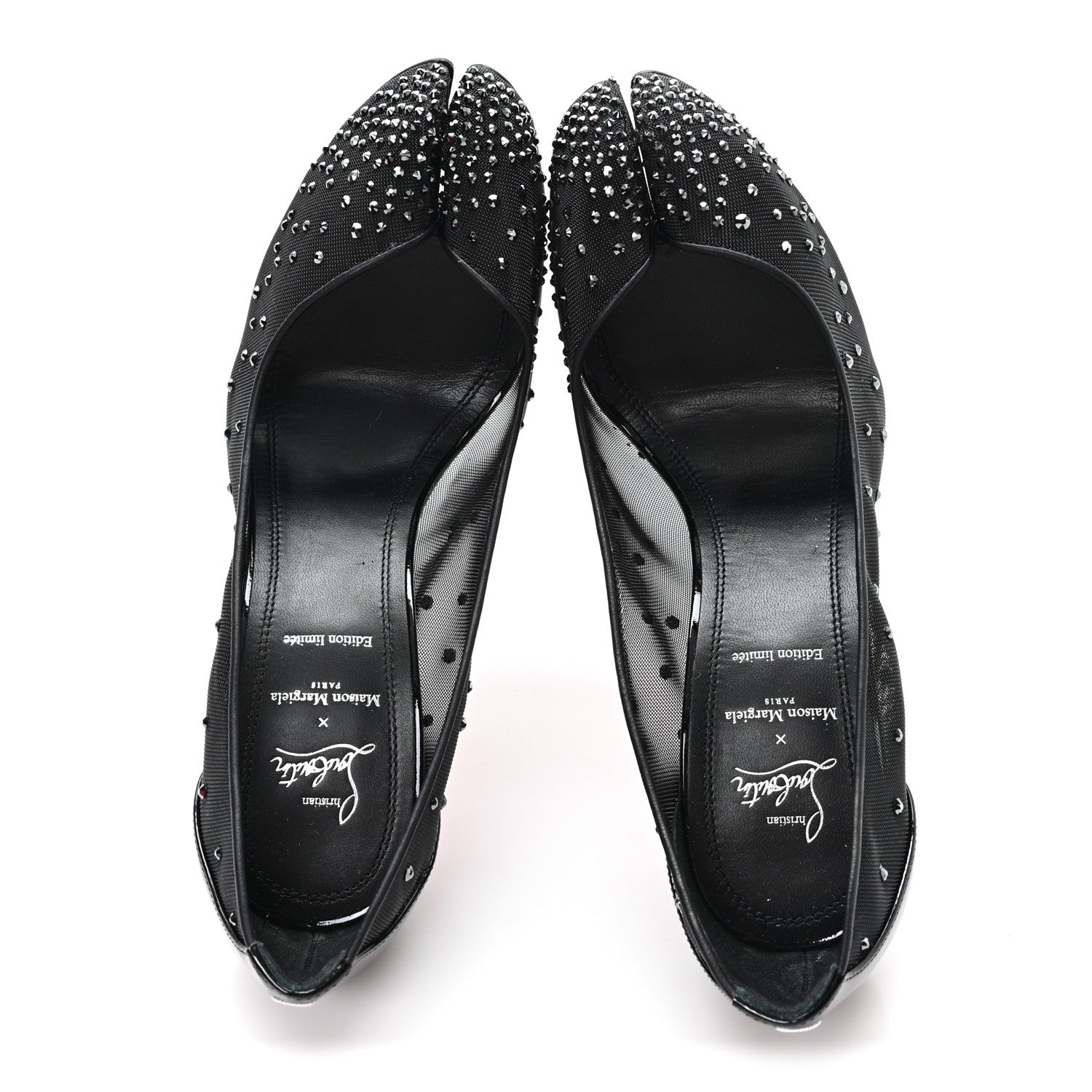 Christian Louboutin X MAISON MARGIELA Rete Glitter Specchio Bridiela Una Strass Tabi Pumps 39.5 Black 2 of 8