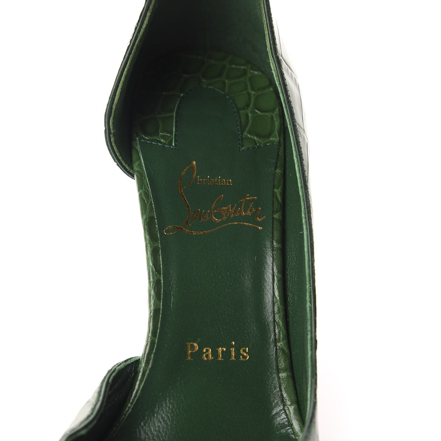 Crocodile Embossed Calfskin Iriza 100 Pumps 36.5 Green
