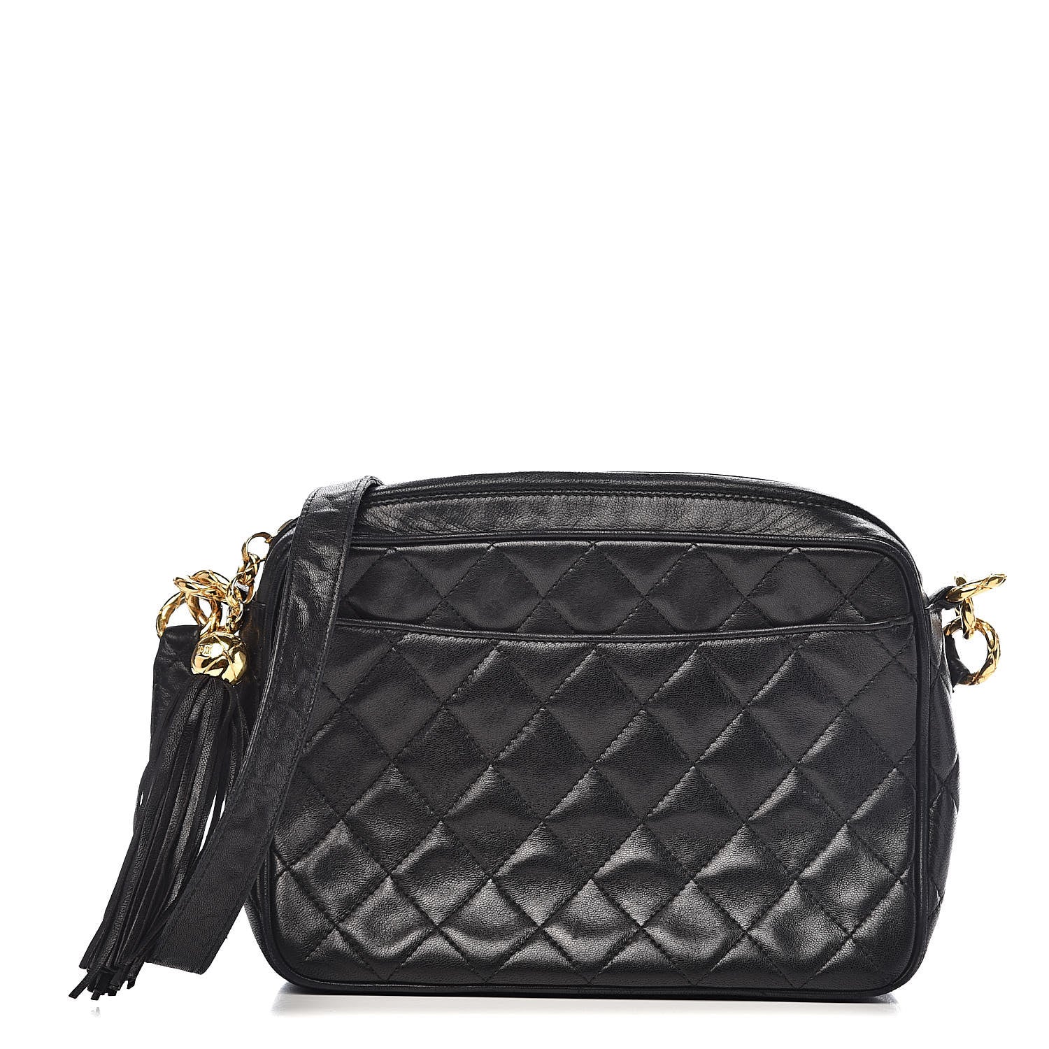 Chanel Lambskin Quilted CC Tassel Camera Case Black 1 of 15