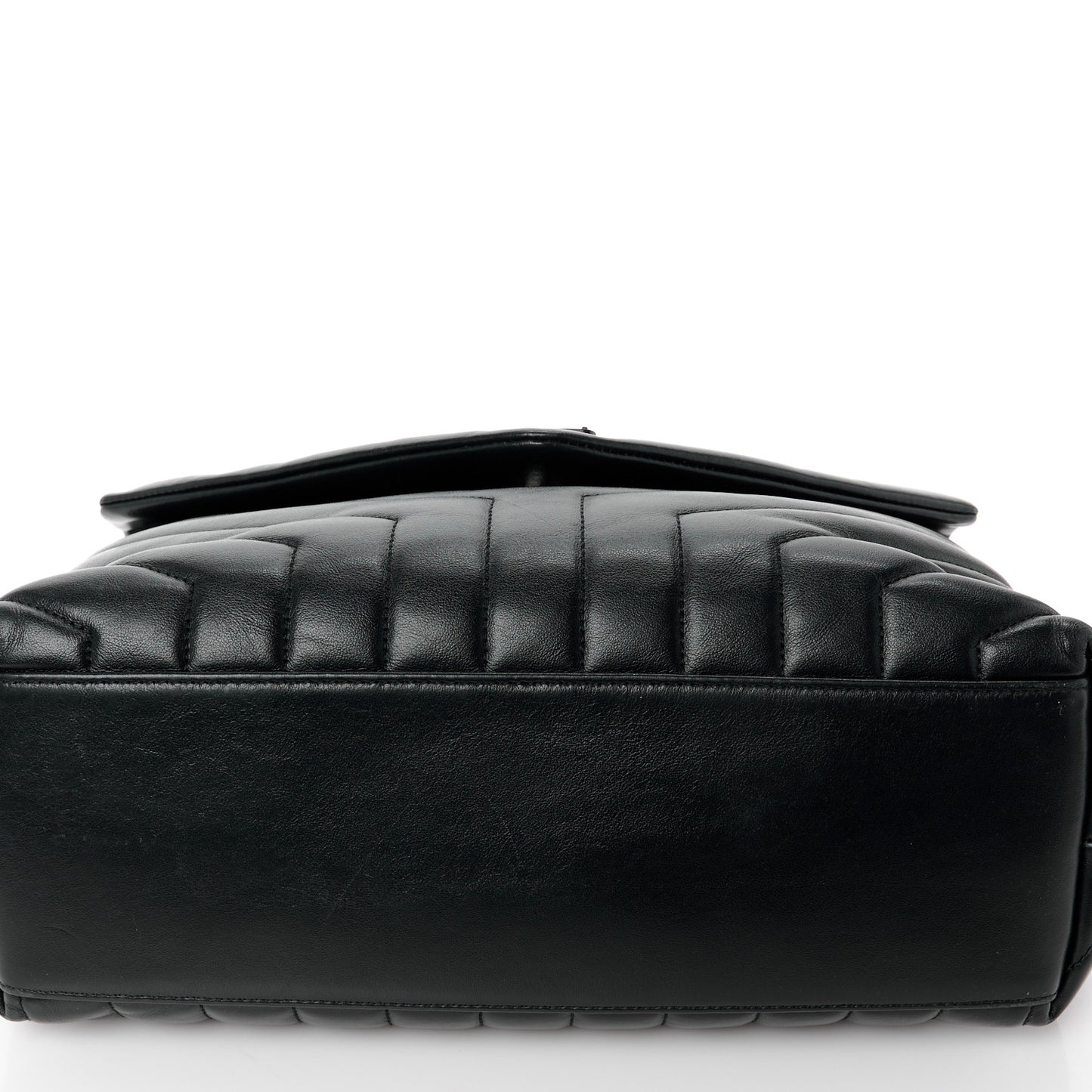 SAINT LAURENT Calfskin Y Quilted Monogram Monochrome Medium Loulou Chain Satchel Black
