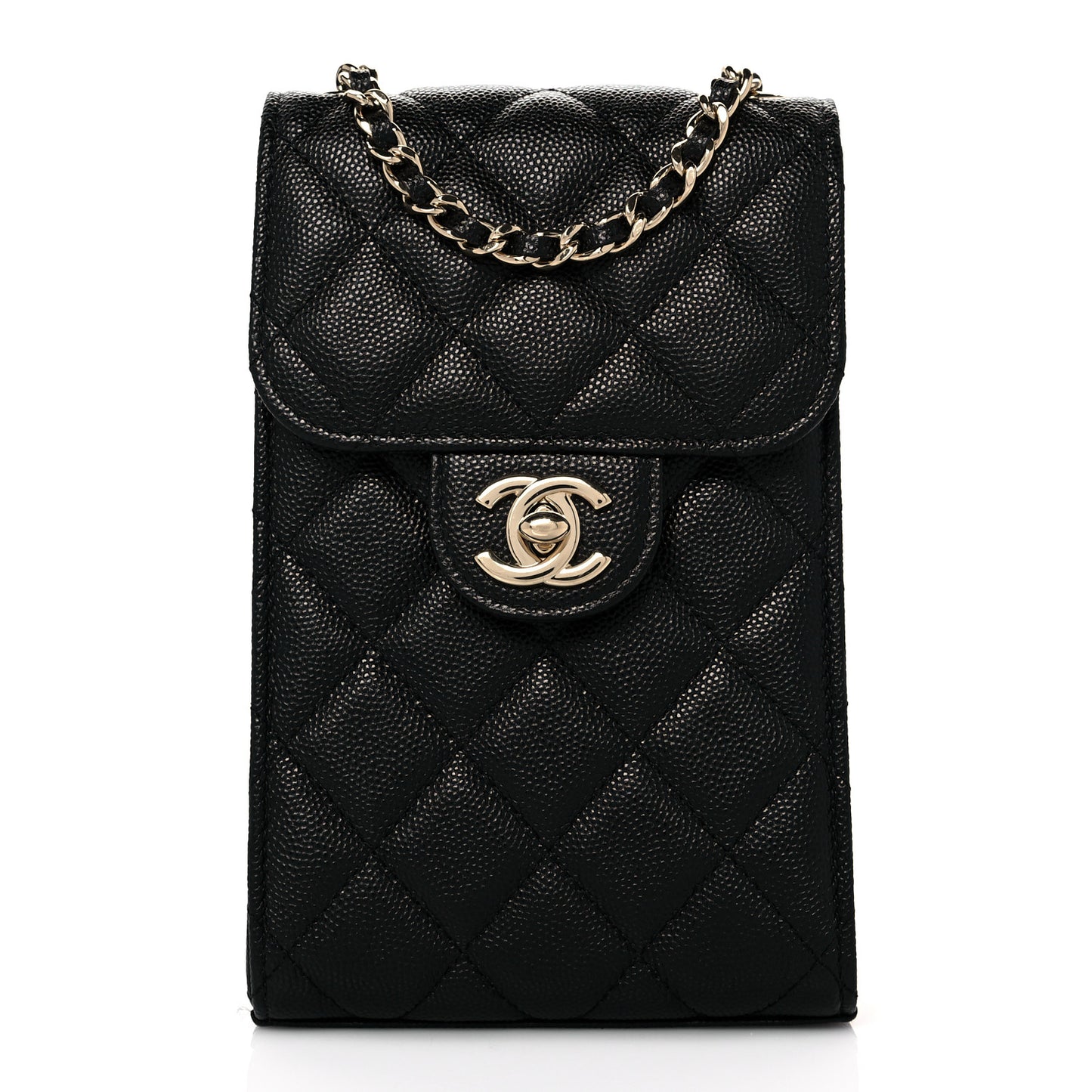 Caviar Quilted Classic Phone Holder Black