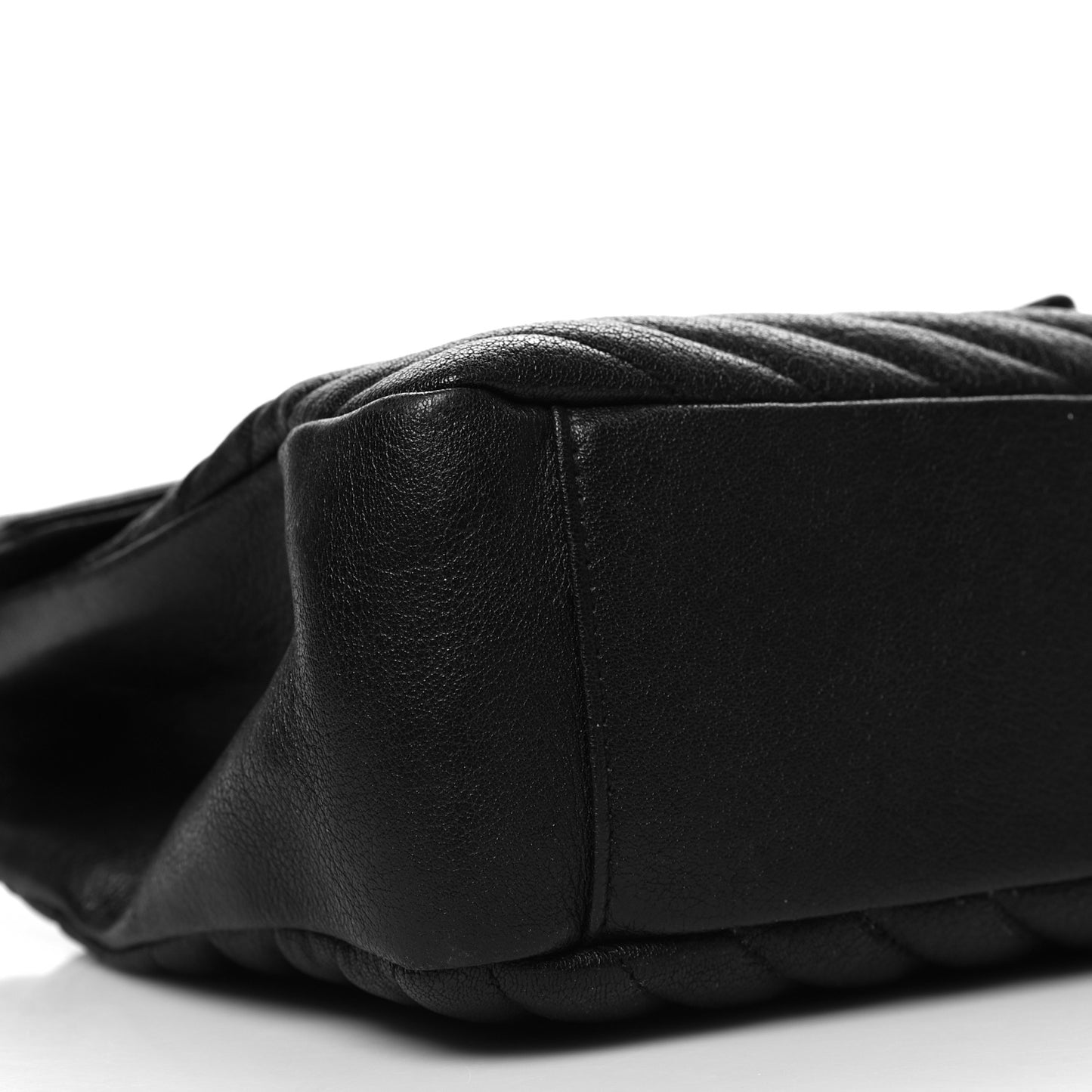 Sheepskin Matelasse Chevron Monogram Monochrome Large College Satchel Black