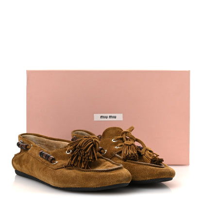 Miu Miu Suede Tassel Loafers 39 Olive Green 12 of 12
