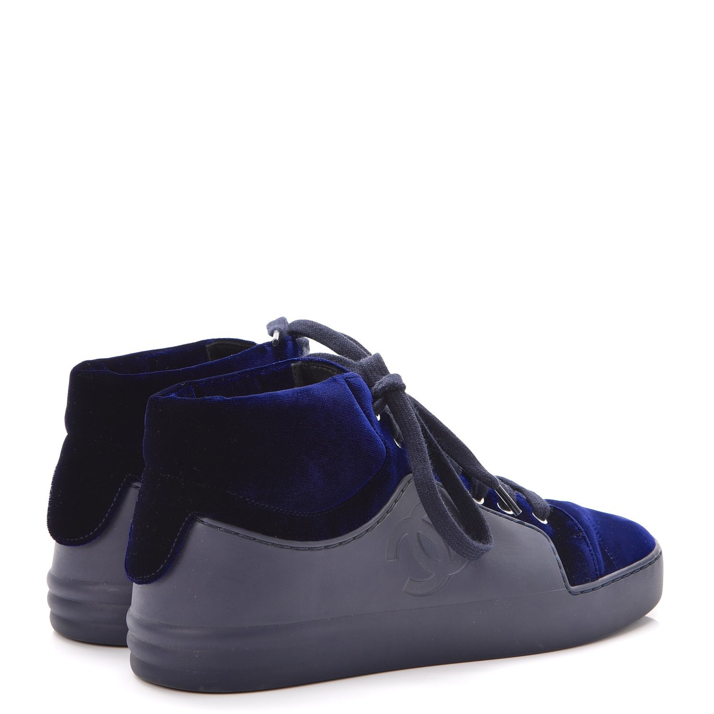 Calfskin Velvet CC Sneakers 35.5 Navy Blue