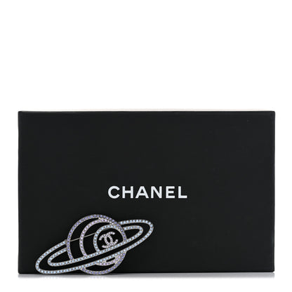Chanel Crystal CC Planet Brooch Purple Light Blue Silver 6 of 6