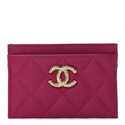 Chanel Caviar Quilted Chain Embossed CC Card Holder Fuchsia 1 of 8
