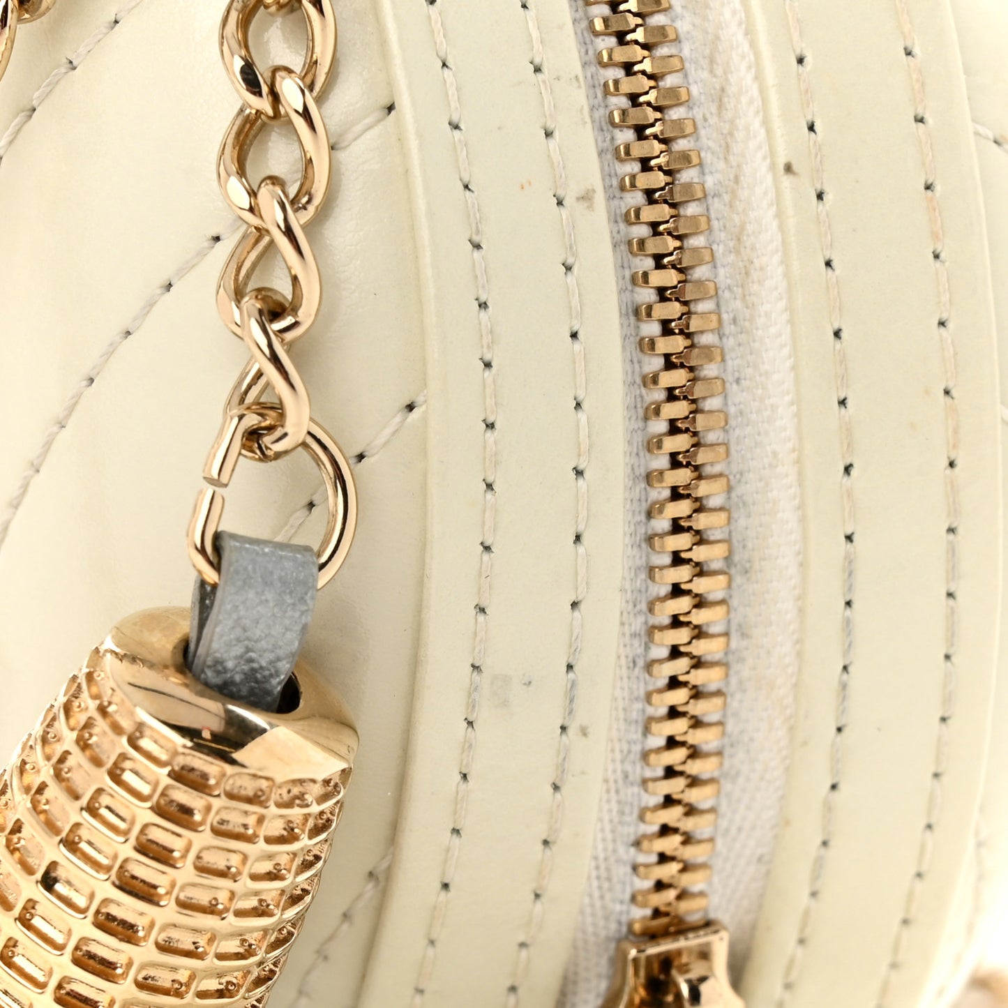 Embroidered Lambskin Chevron Quilted La Pausa Evening Bag White