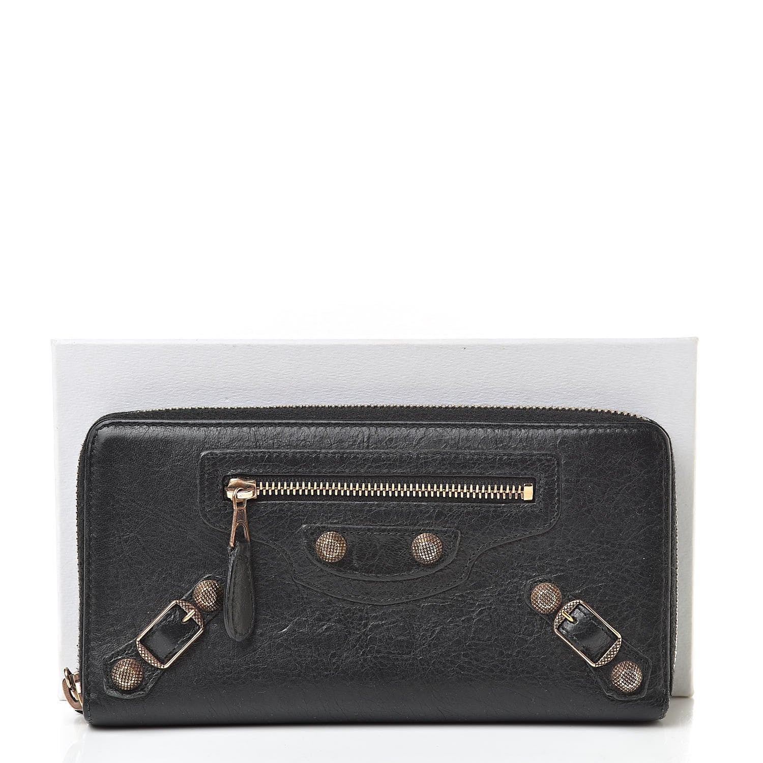 Balenciaga Agneau Giant 12 Rose Gold Hardware Continental Zip Around Wallet Black 16 of 16