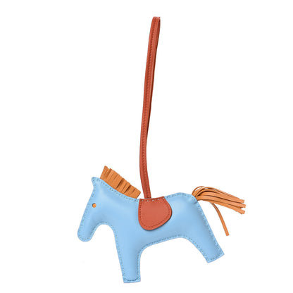 Hermes Milo Lambskin Grigri Rodeo Horse Bag Charm MM Celeste Naturel Bouton D'Or Cornaline 1 of 4