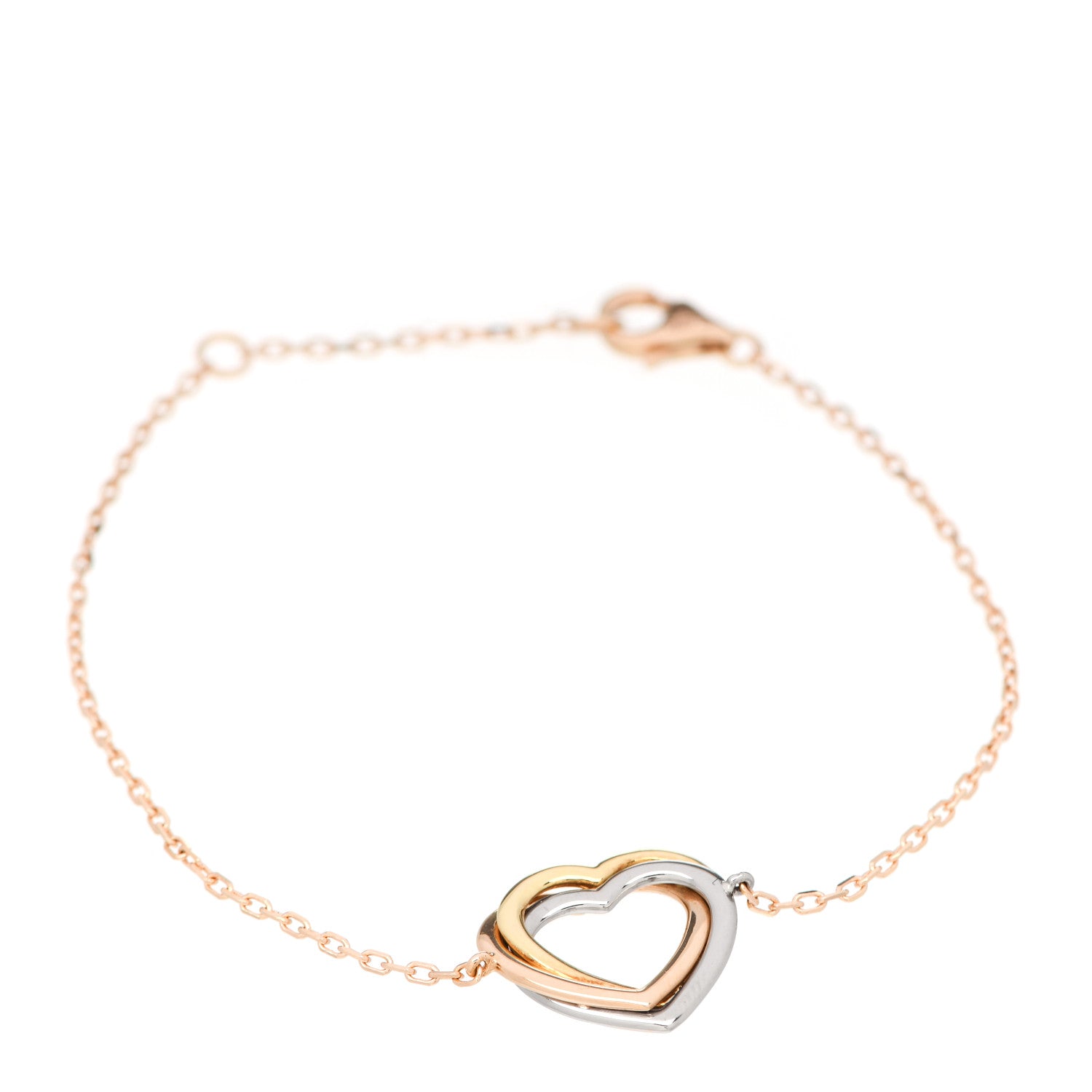Cartier 18K Pink Yellow White Gold Trinity Heart Bracelet 1 of 5