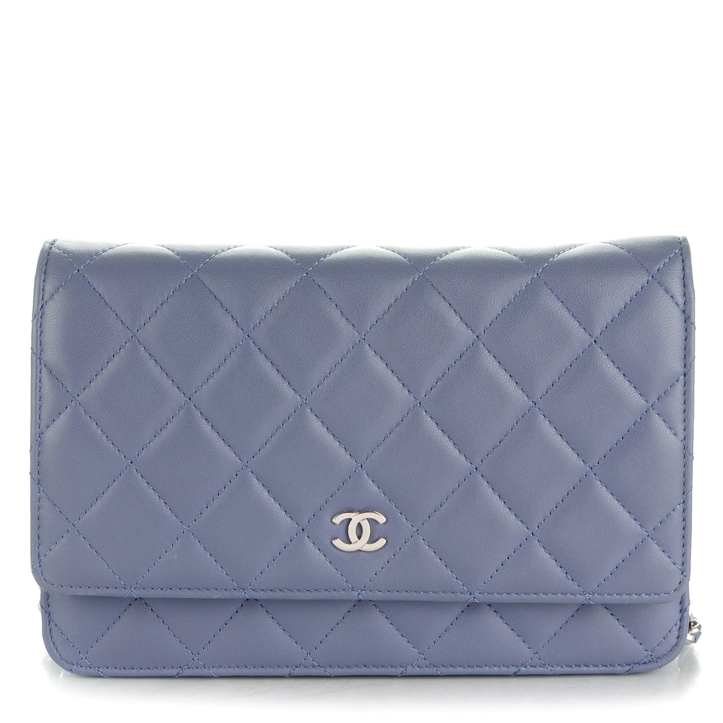 Lambskin Quilted Wallet On Chain WOC Purple