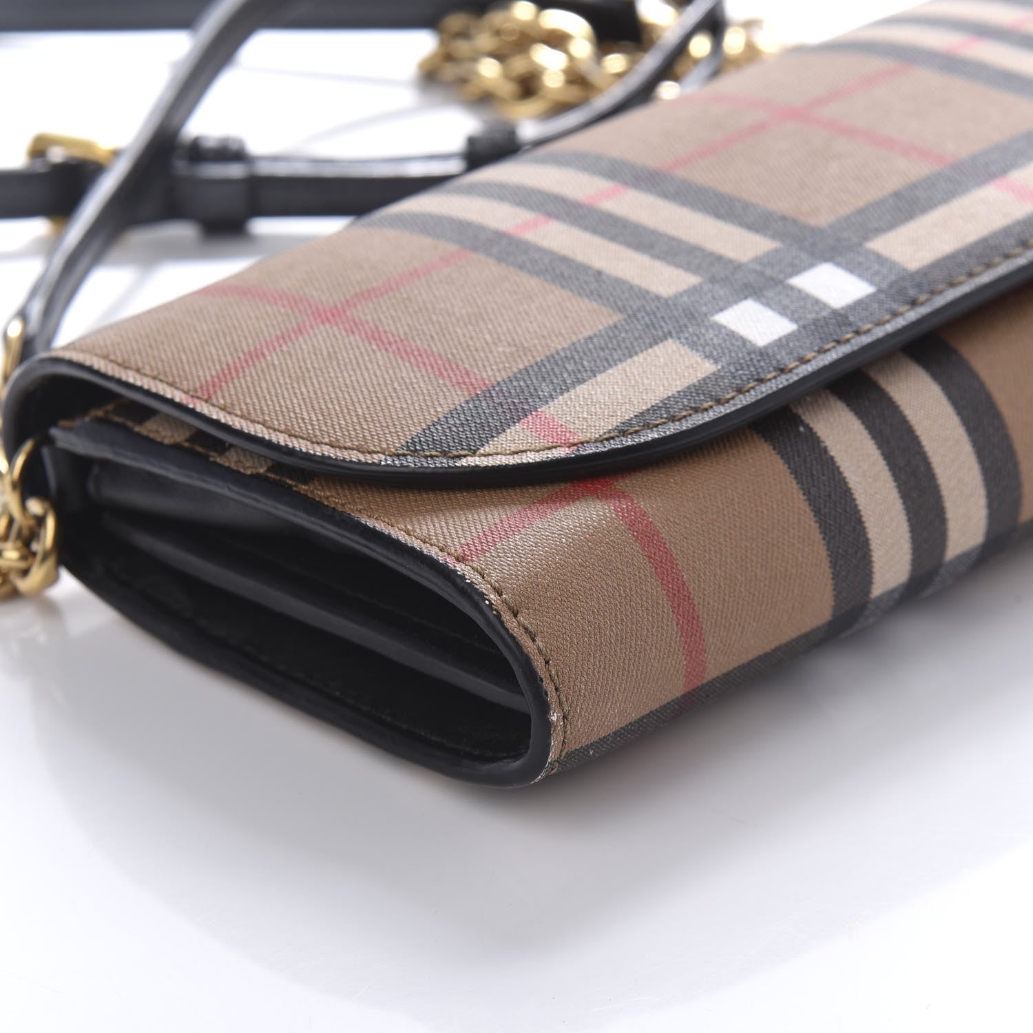 Burberry Vintage Check Henley Wallet On Chain Black 6 of 10