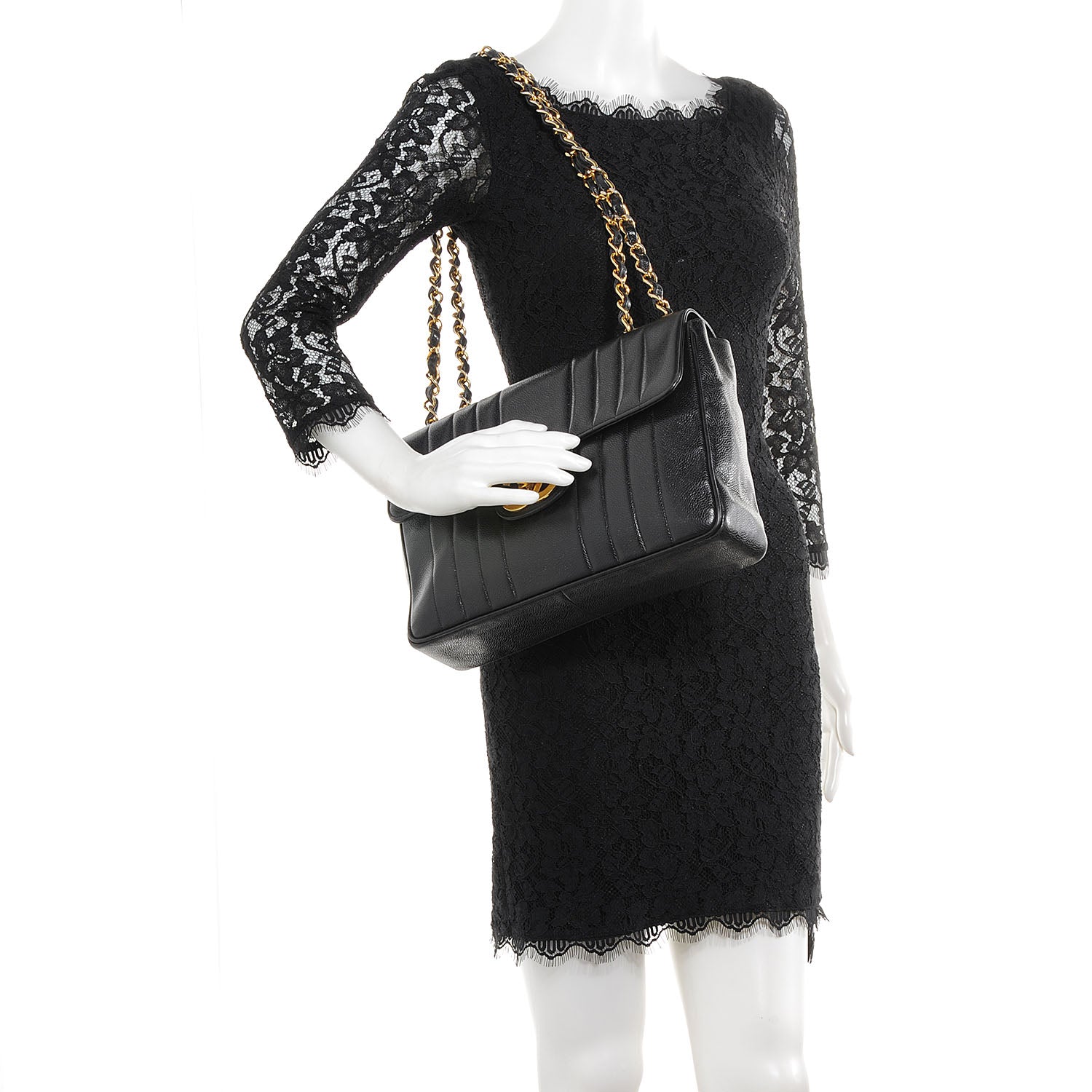 Chanel Caviar Vertical Quilt Jumbo Flap Black 2 of 9