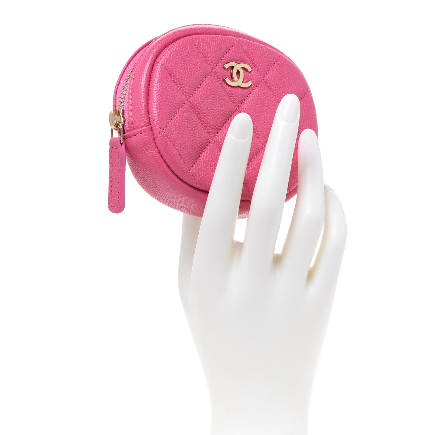 Caviar Quilted Zip Around Classic Coin Purse Pink