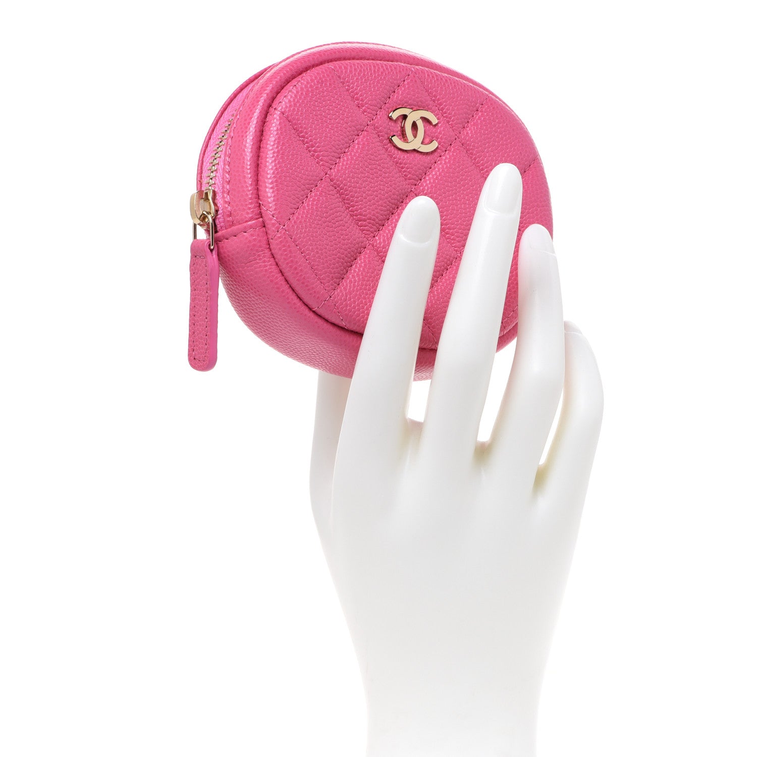 Chanel Caviar Quilted Zip Around Classic Coin Purse Pink 2 of 8