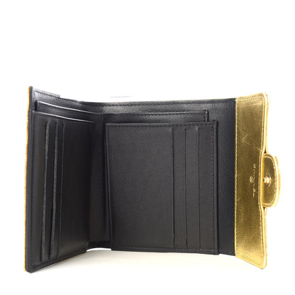 Chanel Metallic Calfskin Crocodile Embossed Cocodile Compact Flap Wallet Gold 5 of 7