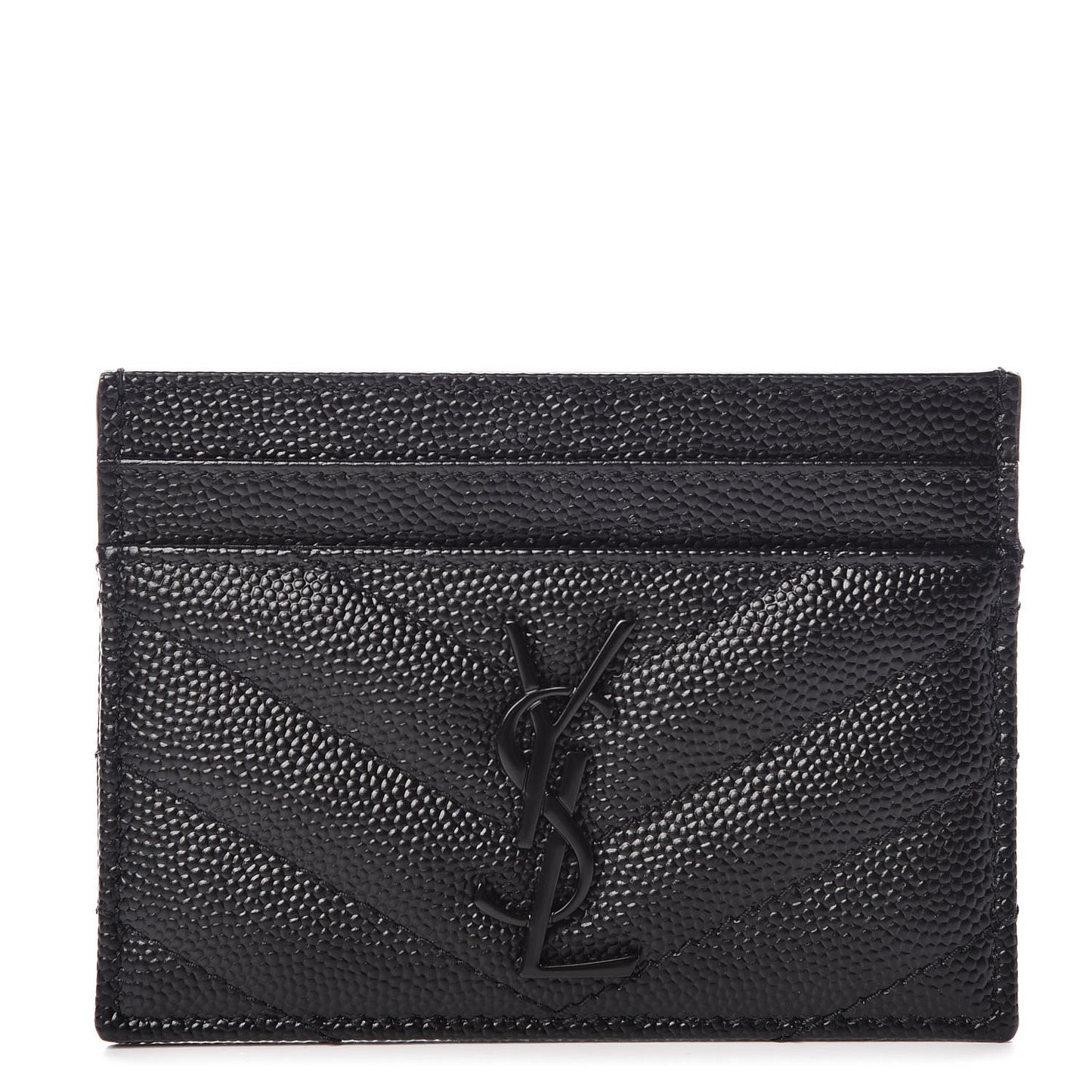 Grain De Poudre Matelasse Chevron Monogram Credit Card Case Black