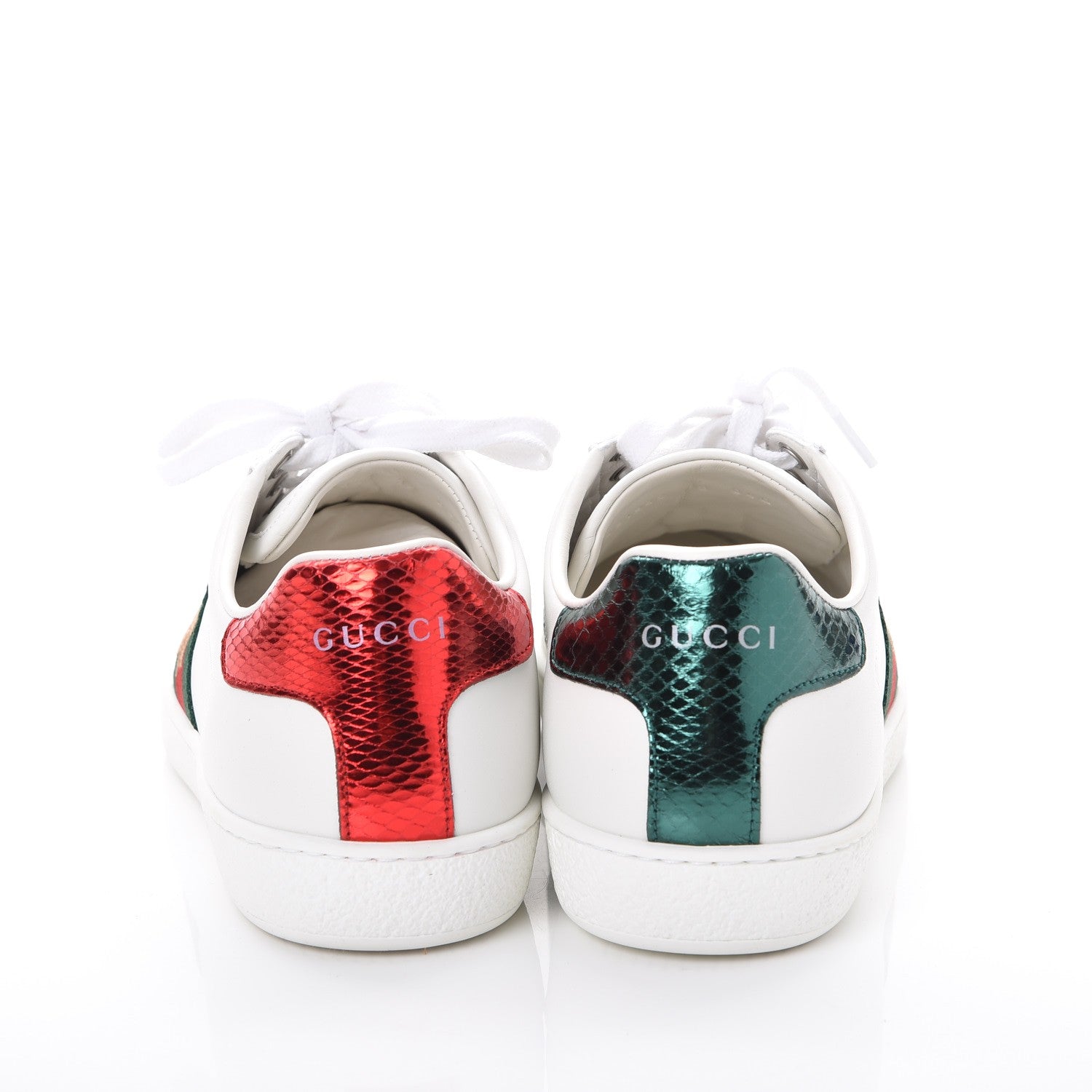 Gucci Calfskin Ayers Bee Embroidered Ace Sneakers 38 White Green 5 of 10