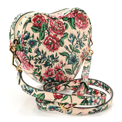 Gucci Calfskin Matelasse Diagonal Brit Roses Print Mini Interlocking G Heart Shoulder Bag  White Multicolor 3 of 11