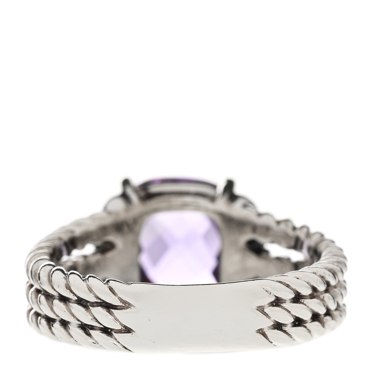 David Yurman Sterling Silver Diamond Amethyst 10mm Petite Wheaton Ring 54 6.75 4 of 8